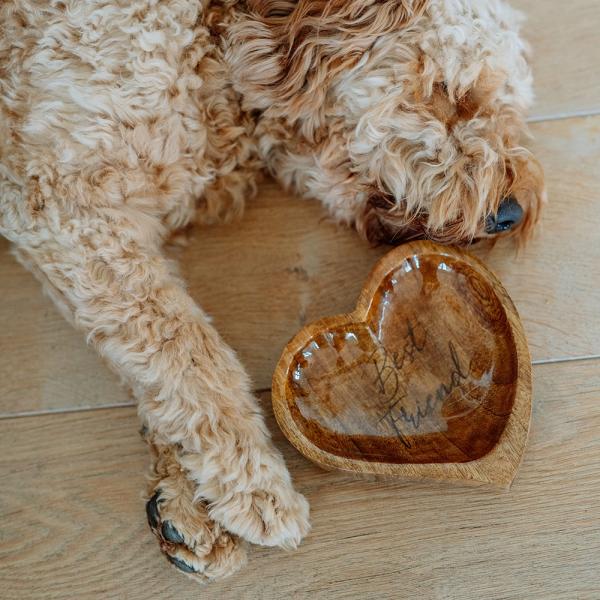 Holznapf in Herzform "best friend" von Nobby - 280 ml - Katzennapf und Hundenapf für kleine Hunde